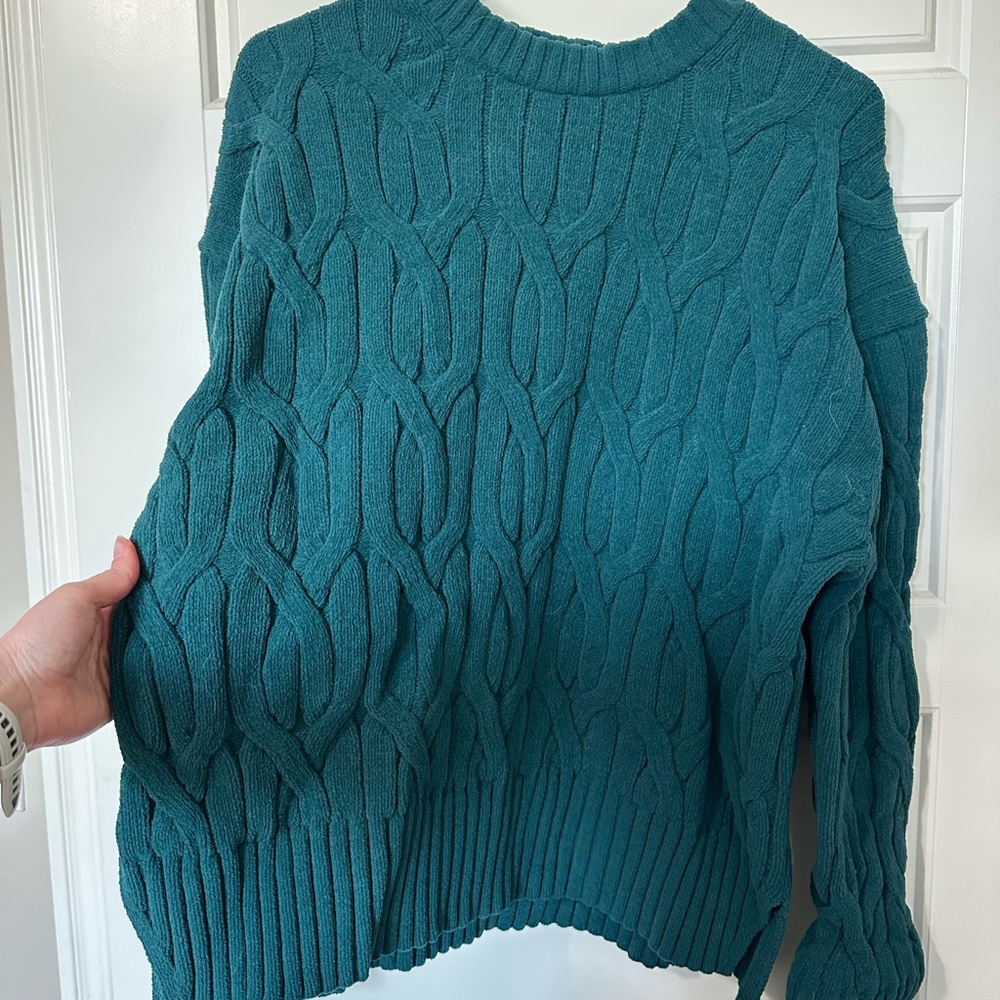 Teal Cable Knit Women's Sweater
